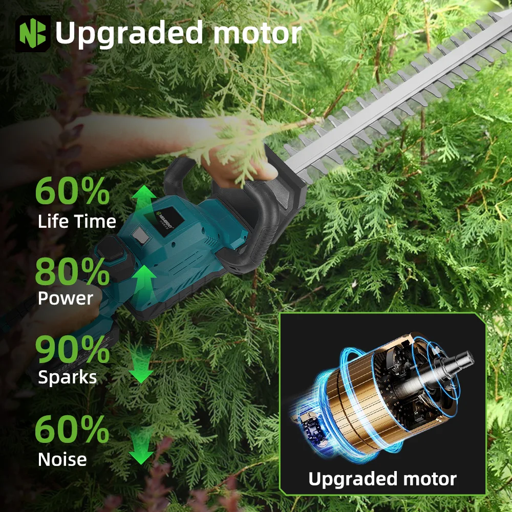 NEWBENY 530MM 3000RPM Electric Hedge Trimmer 180° Adjustment Angle Lawn Mower Hedge Pruner Garden Tool For Makita Battery Pin