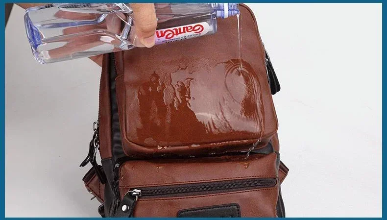 Vintage PU Leather Men Chest Backbag Casual Fashion Male Messenger Bags Back Pack Crossbody Bags Small Sling Single Shoulder Bag