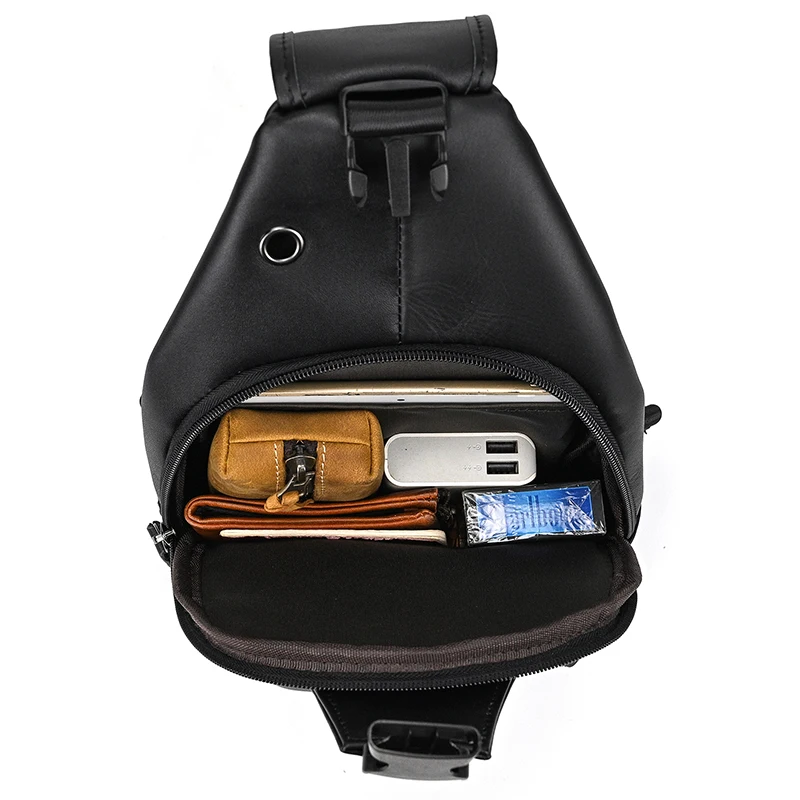 New Fashion Men's Chest Bag Single Shoulder Bagpack Bag Crossbody Chest Pack Vintage Style Male Travel Bags Genuine Leather Hot