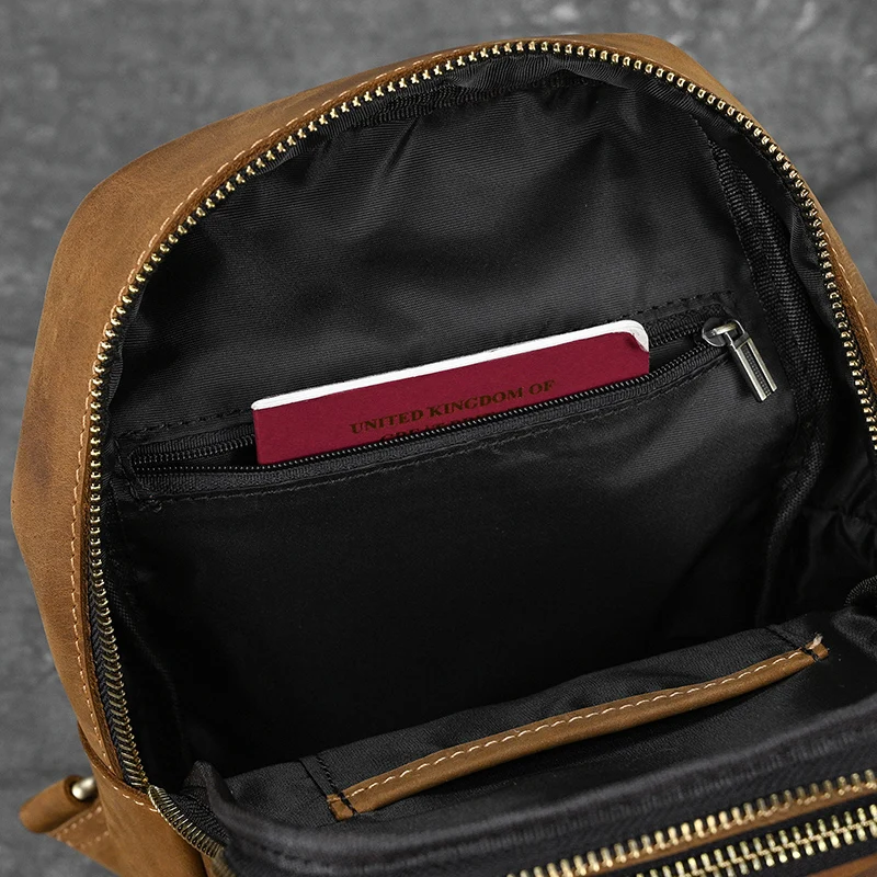 New Fashion Men's Chest Bag Single Shoulder Bagpack Bag Crossbody Chest Pack Vintage Style Male Travel Bags Genuine Leather Hot
