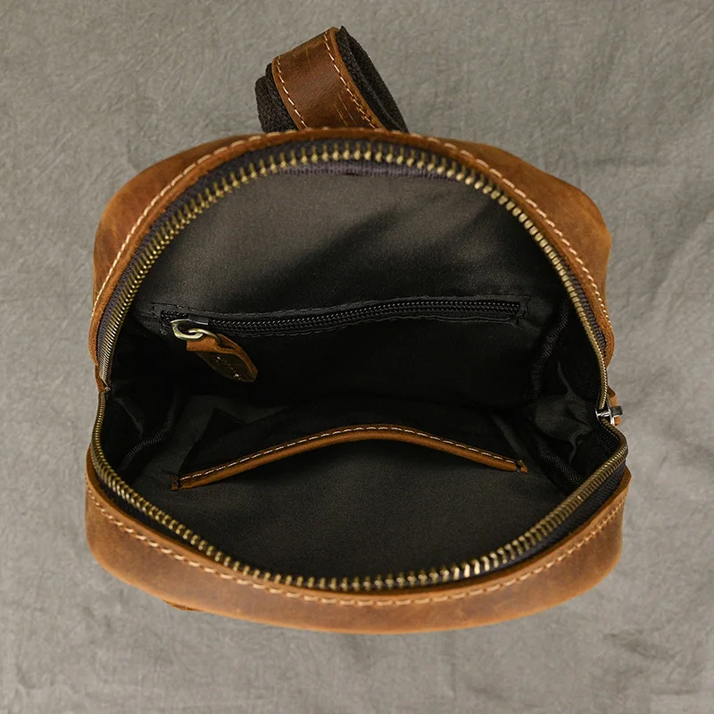 New Fashion Men's Chest Bag Single Shoulder Bagpack Bag Crossbody Chest Pack Vintage Style Male Travel Bags Genuine Leather Hot