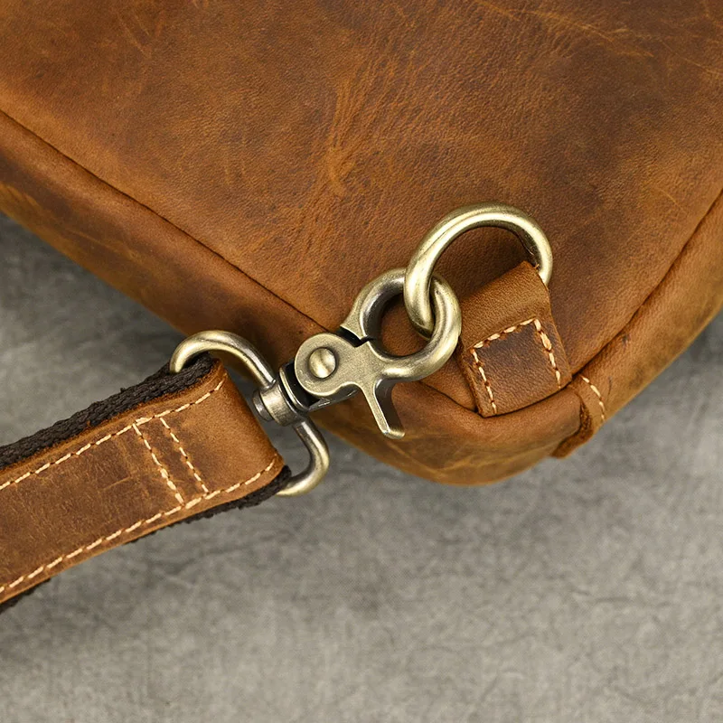 New Fashion Men's Chest Bag Single Shoulder Bagpack Bag Crossbody Chest Pack Vintage Style Male Travel Bags Genuine Leather Hot