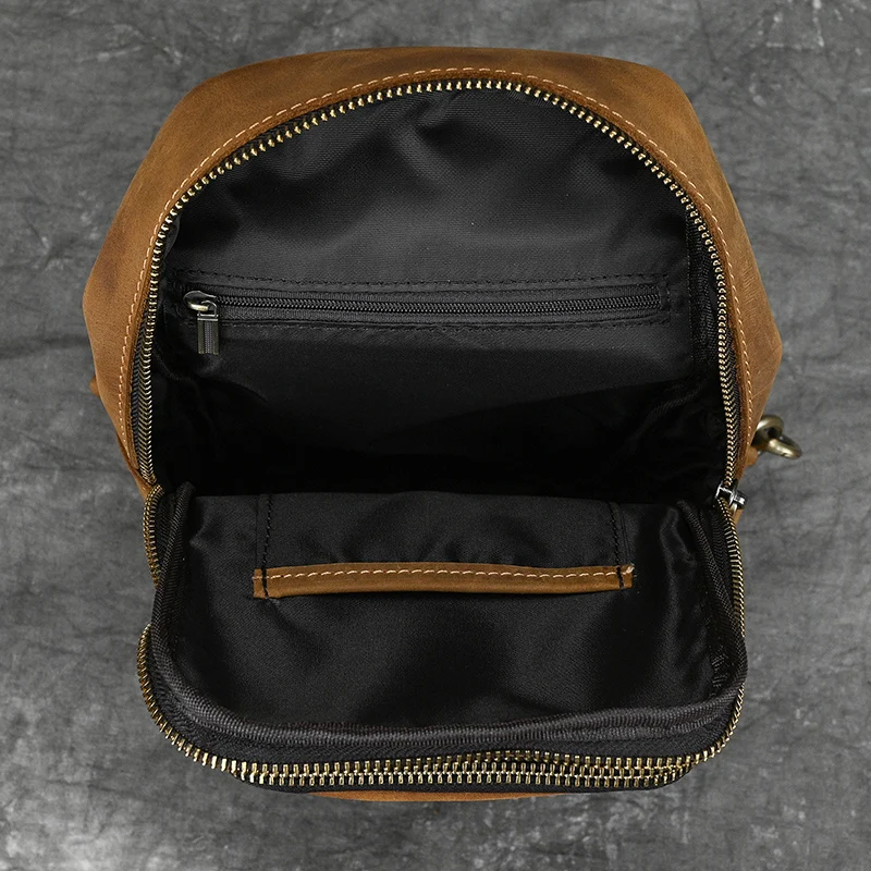 New Fashion Men's Chest Bag Single Shoulder Bagpack Bag Crossbody Chest Pack Vintage Style Male Travel Bags Genuine Leather Hot