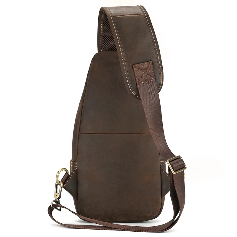 New Fashion Men's Chest Bag Single Shoulder Bagpack Bag Crossbody Chest Pack Vintage Style Male Travel Bags Genuine Leather Hot