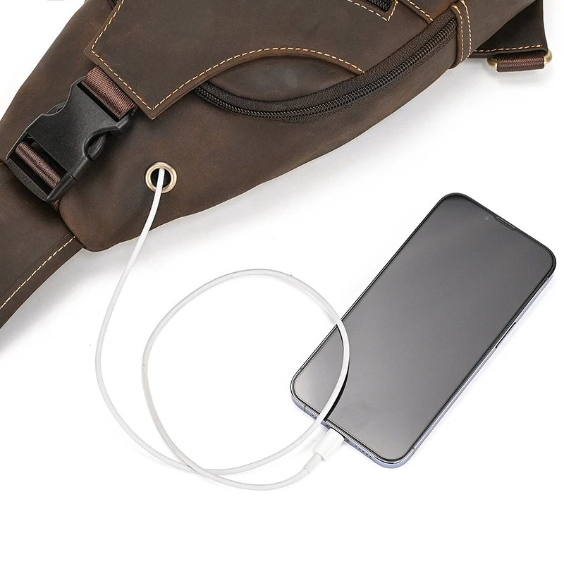 New Fashion Men's Chest Bag Single Shoulder Bagpack Bag Crossbody Chest Pack Vintage Style Male Travel Bags Genuine Leather Hot
