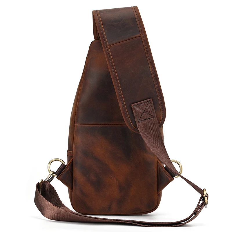 New Fashion Men's Chest Bag Single Shoulder Bagpack Bag Crossbody Chest Pack Vintage Style Male Travel Bags Genuine Leather Hot