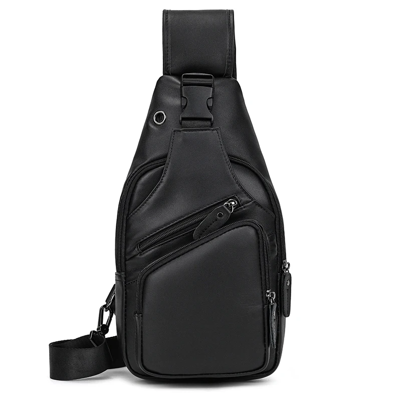 New Fashion Men's Chest Bag Single Shoulder Bagpack Bag Crossbody Chest Pack Vintage Style Male Travel Bags Genuine Leather Hot