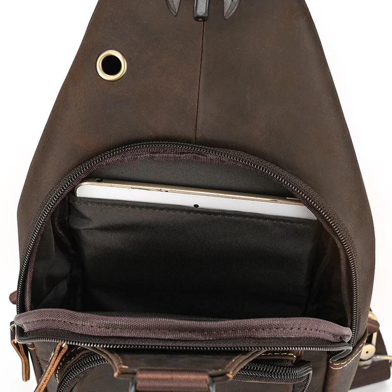 New Fashion Men's Chest Bag Single Shoulder Bagpack Bag Crossbody Chest Pack Vintage Style Male Travel Bags Genuine Leather Hot