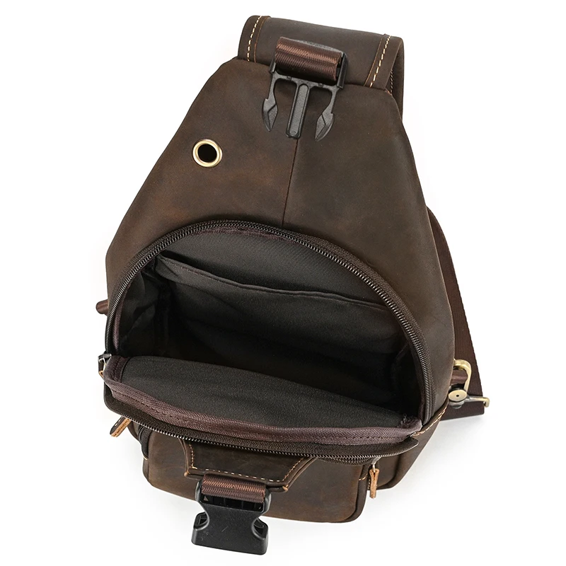 New Fashion Men's Chest Bag Single Shoulder Bagpack Bag Crossbody Chest Pack Vintage Style Male Travel Bags Genuine Leather Hot