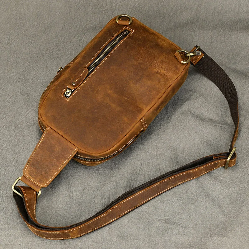 New Fashion Men's Chest Bag Single Shoulder Bagpack Bag Crossbody Chest Pack Vintage Style Male Travel Bags Genuine Leather Hot