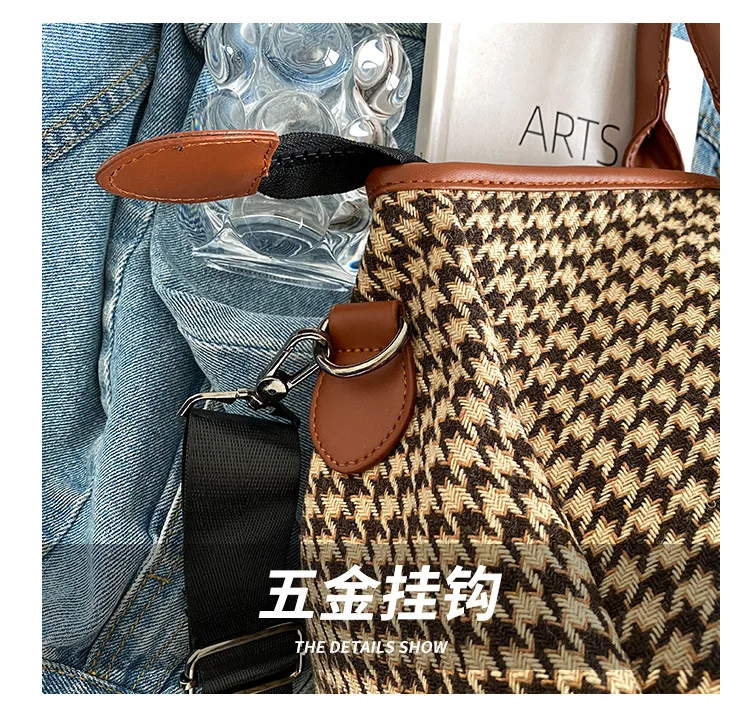 2025 retro travel handbag plaid pattern fitness yoga bag portable duffel bag storage large capacity multi-functional bag a001