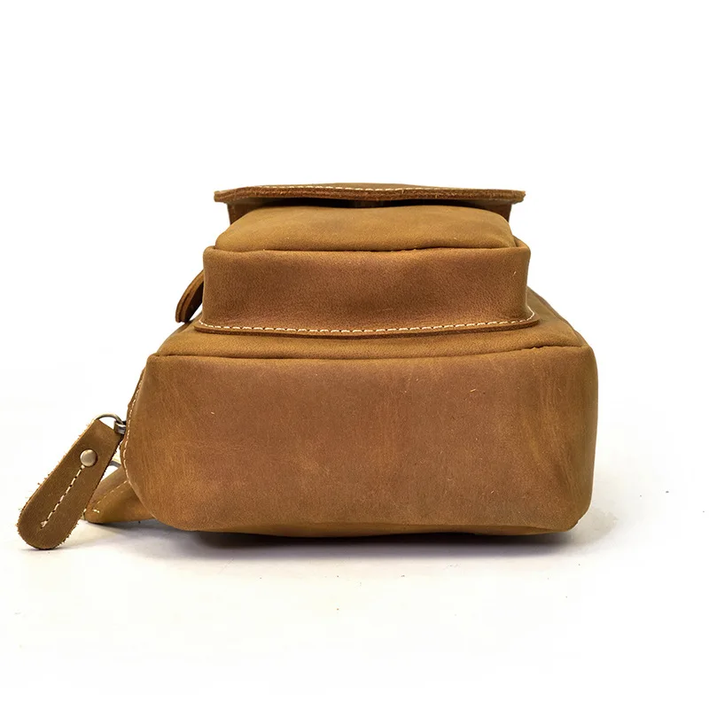 Newsbirds High Quality Big Chest Bag Real Cowhide Leather Chest Bags Crazy Horse Leather Men's Sling Bag Chest Pack For Man Male