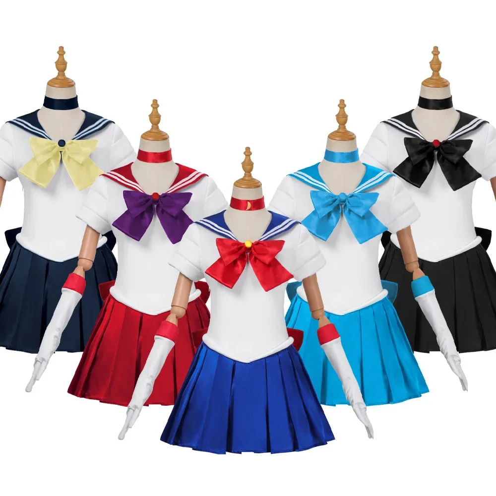 Anime Sailor Moon Cosplay Costume Tsukino Usagi Uniform Dress Outfits Cosplay Yellow Wig Halloween Carnivl Party Women