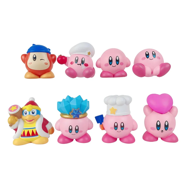 8Pcs/Set Anime Games Kirby Anime Figure Cute Cartoon Pink Kirby Mini Figure Car Decorative Collection Toy For Gifts