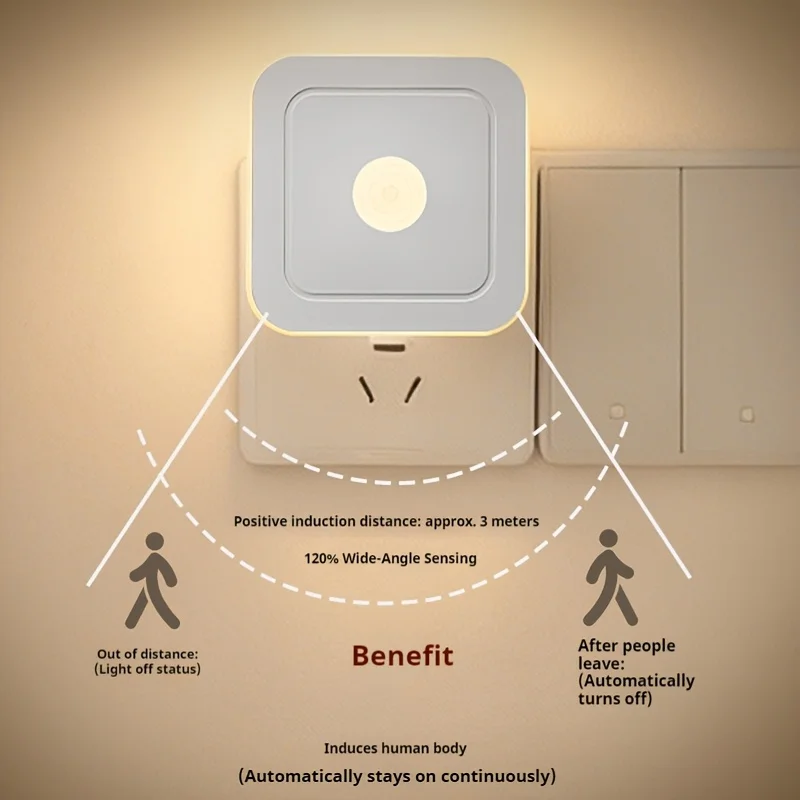 4pcs Modern LED Night Lights Plug into Wall, Motion Sensor Night Light Plug in Corridor, Bedroom, Staircase, Kitchen, Bathroom