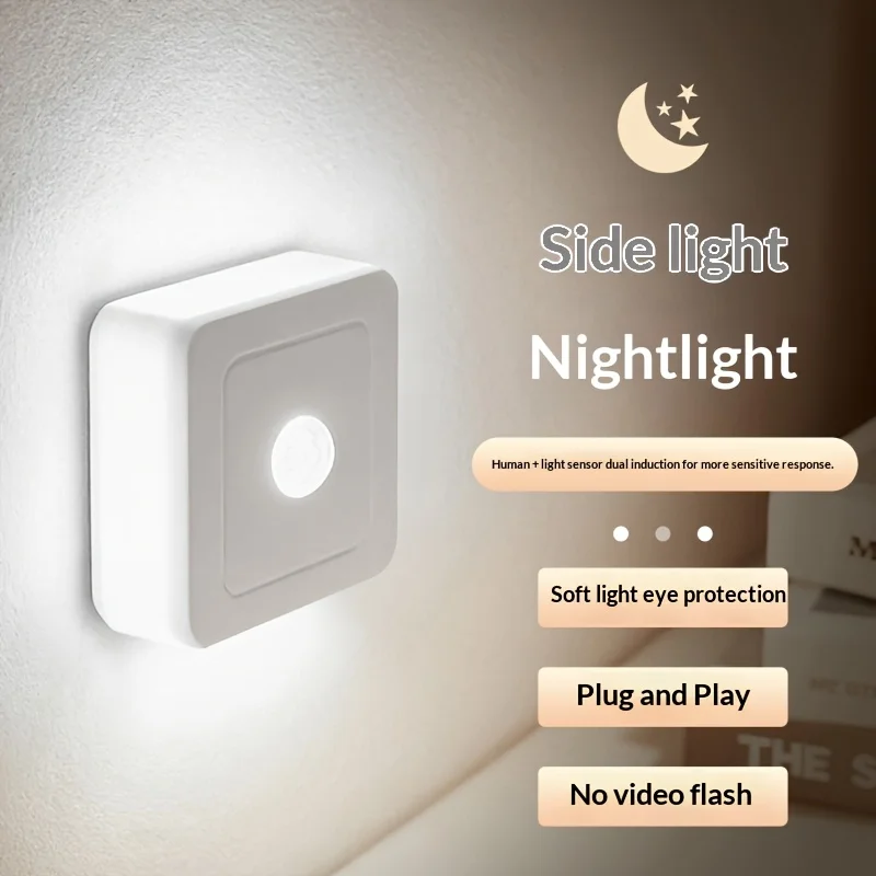 4pcs Modern LED Night Lights Plug into Wall, Motion Sensor Night Light Plug in Corridor, Bedroom, Staircase, Kitchen, Bathroom