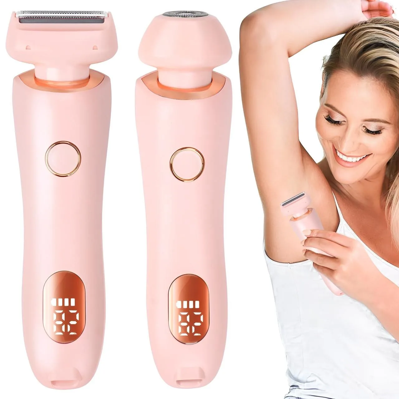 2 in 1 Women Shaver Tool Women Electric Epilator Waterproof Dual Head Electric Epilator Rechargeable Hair Remover for Face Body