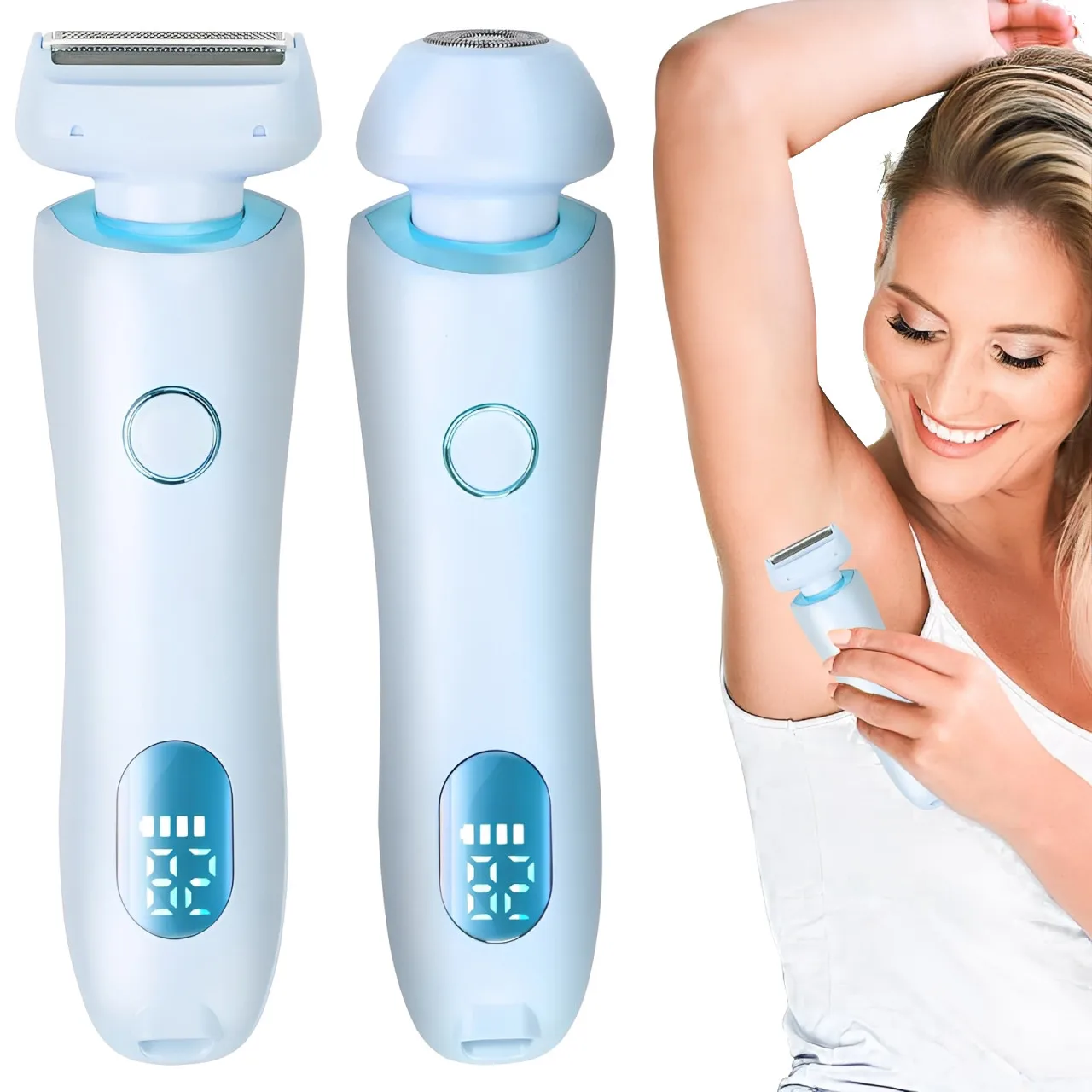 2 in 1 Women Shaver Tool Women Electric Epilator Waterproof Dual Head Electric Epilator Rechargeable Hair Remover for Face Body