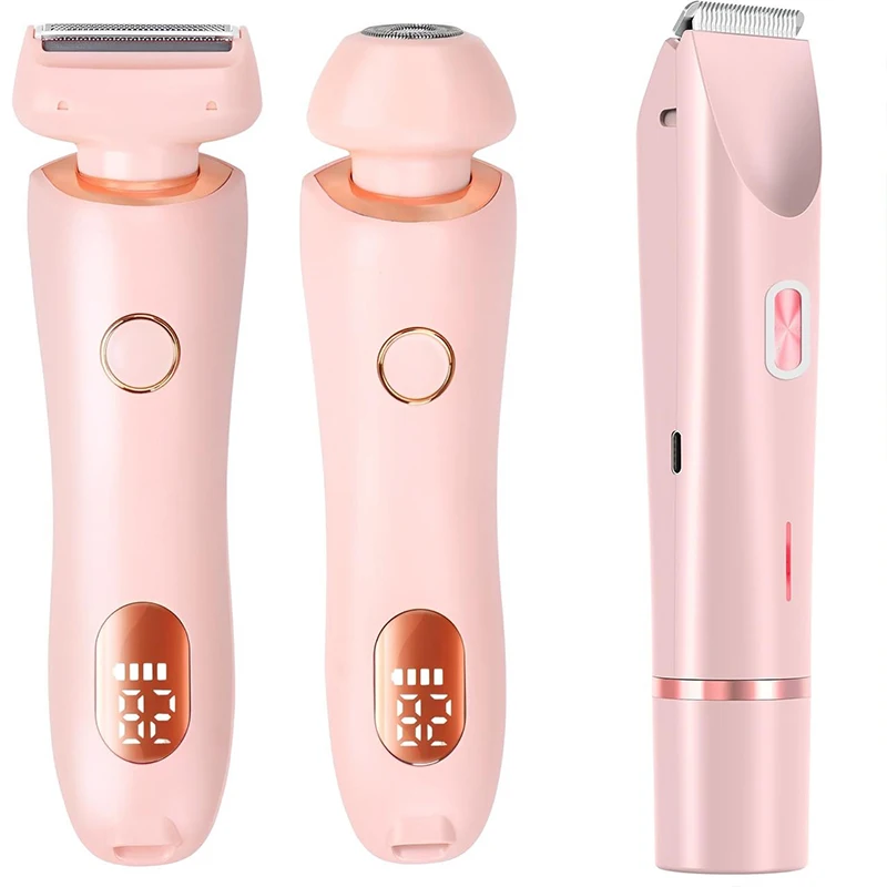 2 in 1 Women Shaver Tool Women Electric Epilator Waterproof Dual Head Electric Epilator Rechargeable Hair Remover for Face Body