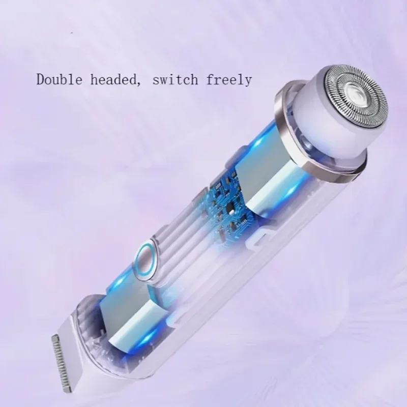 Electric Women's Shaver Waterproof Wet Dry Dual Use 2 In 1 Double Head Detachable Bikini Hair Trimmer Ladies Electric Razor for