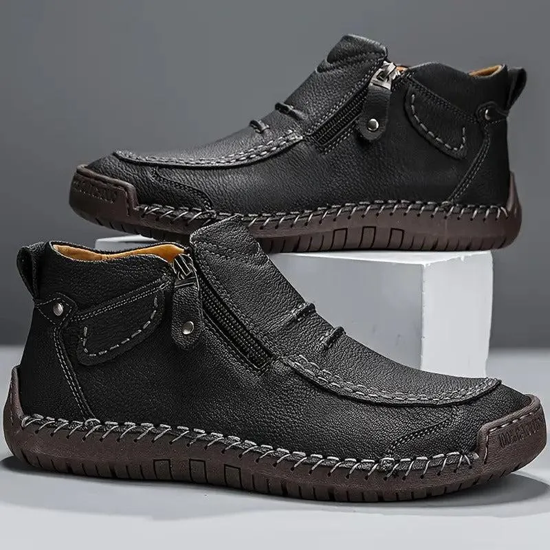 New Autumn Handmade Leather Men Boots Outdoor Design Sneakers Man Breathable Casual Leather Shoes Men Ankle Boots Fall Plus Size