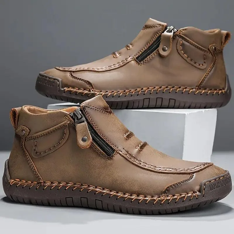 New Autumn Handmade Leather Men Boots Outdoor Design Sneakers Man Breathable Casual Leather Shoes Men Ankle Boots Fall Plus Size