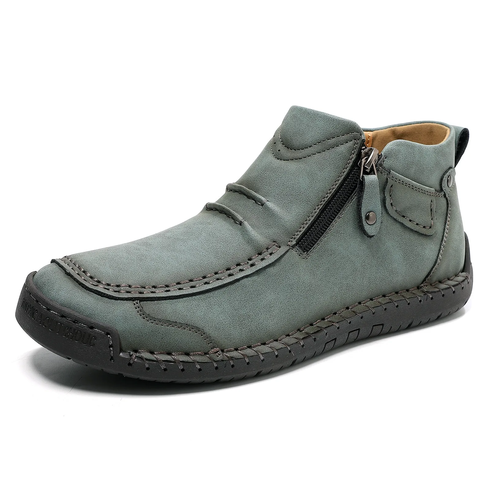 New Autumn Handmade Leather Men Boots Outdoor Design Sneakers Man Breathable Casual Leather Shoes Men Ankle Boots Fall Plus Size