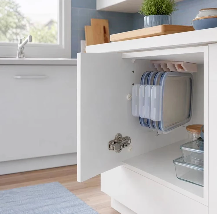 Kitchen Food Container Lid Holder Cabinet Space Saving Organizer Rack Plastic Shelf Hanger Bracket Wall Multi-Slot Sturdy Hook