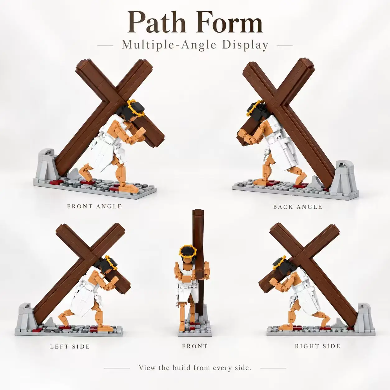515PCS Jesus Cross Building Blocks 2 in 1 Crucifixion Path Model Bricks Religious Display Collectible Christian Gift Home Decor