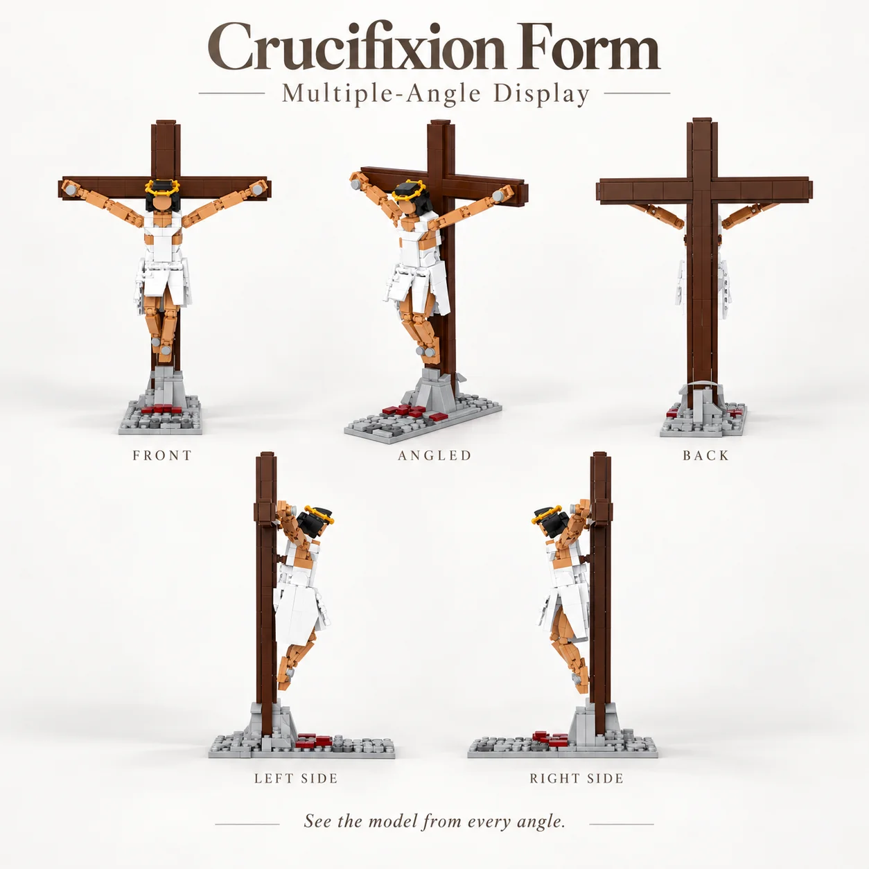 515PCS Jesus Cross Building Blocks 2 in 1 Crucifixion Path Model Bricks Religious Display Collectible Christian Gift Home Decor