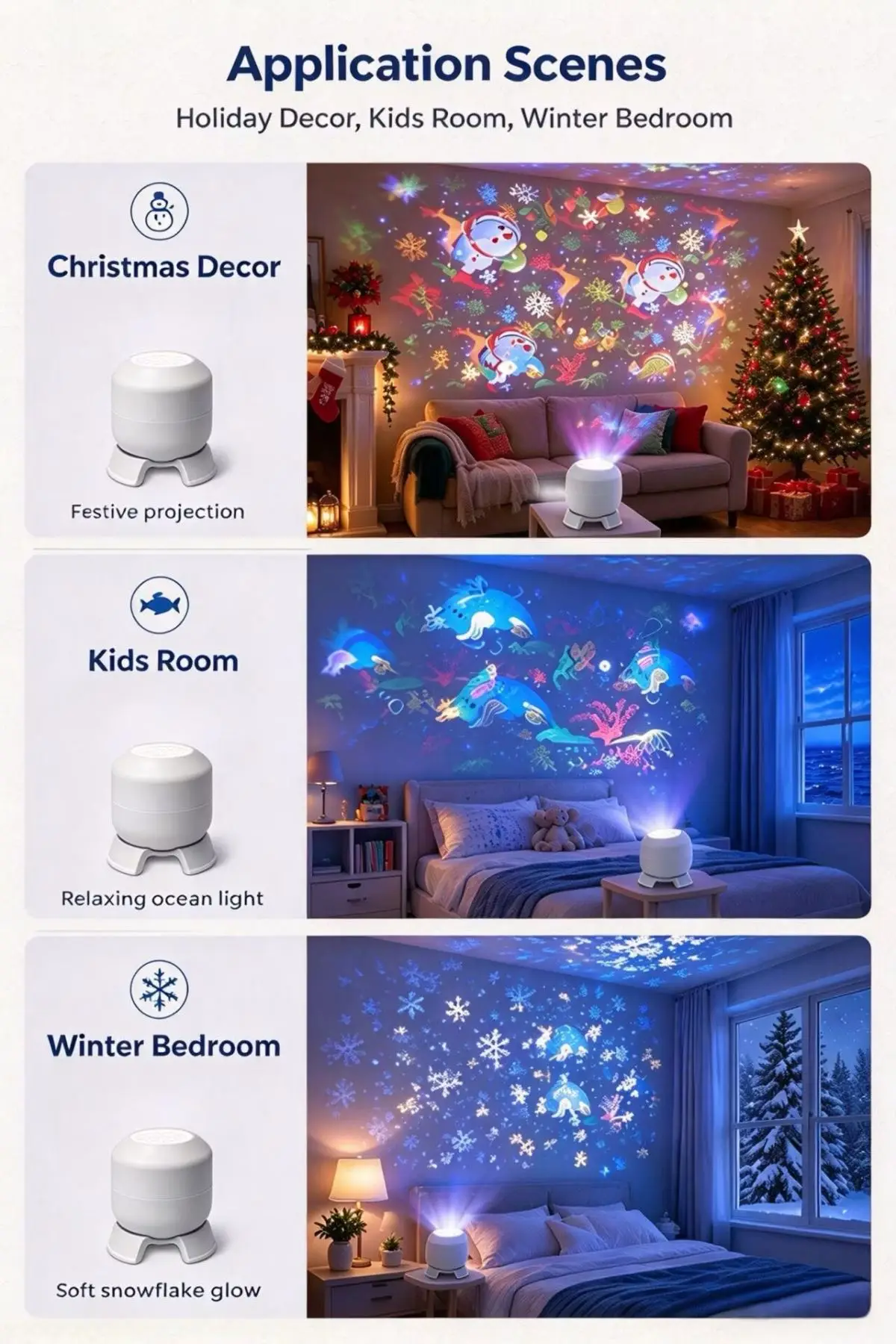 Halloween Projector Led Night Lights USB Dynamic Rotating HD LED Projector Light for Room Ceiling Halloween Christmas Decor Lamp