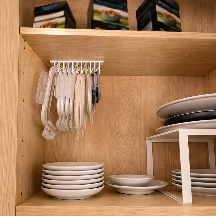 Kitchen Under‑Cabinet Food Container Lid Organizer Kitchen Sink Storage Lid Rack Hooks with Screw Wall Mount Space Saving Holder