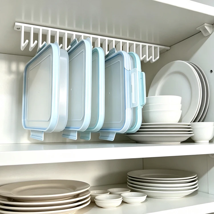 Kitchen Under‑Cabinet Food Container Lid Organizer Kitchen Sink Storage Lid Rack Hooks with Screw Wall Mount Space Saving Holder