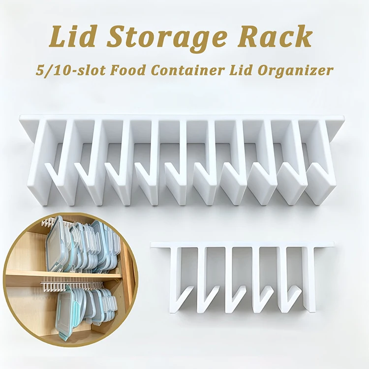 Kitchen Under‑Cabinet Food Container Lid Organizer Kitchen Sink Storage Lid Rack Hooks with Screw Wall Mount Space Saving Holder