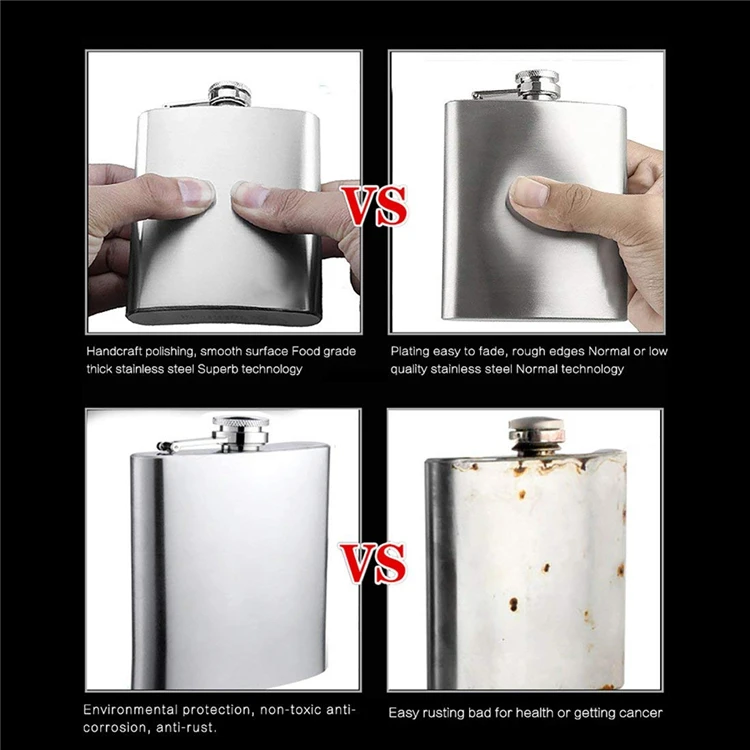 1/2/3/4/5/6/7/8/9/10/12/18oz Stainless Steel Hip Flask with Funnel Pocket Hip Flask Alcohol Whiskey Hip Flask Screw Cap