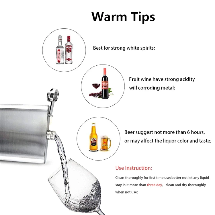 1/2/3/4/5/6/7/8/9/10/12/18oz Stainless Steel Hip Flask with Funnel Pocket Hip Flask Alcohol Whiskey Hip Flask Screw Cap