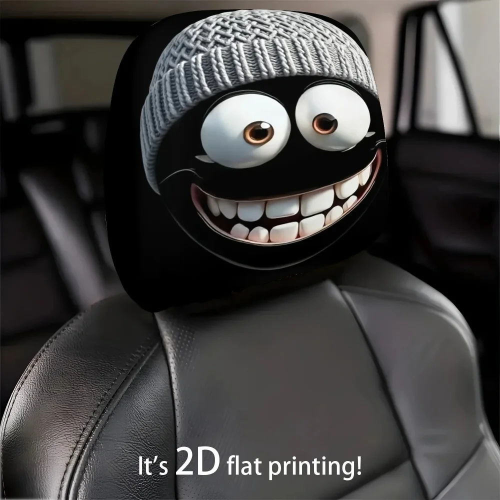 Universal Funny Emoji Meme Car Print Headrest Pillow Cover - Fun Quirky Car Headrest Accessory