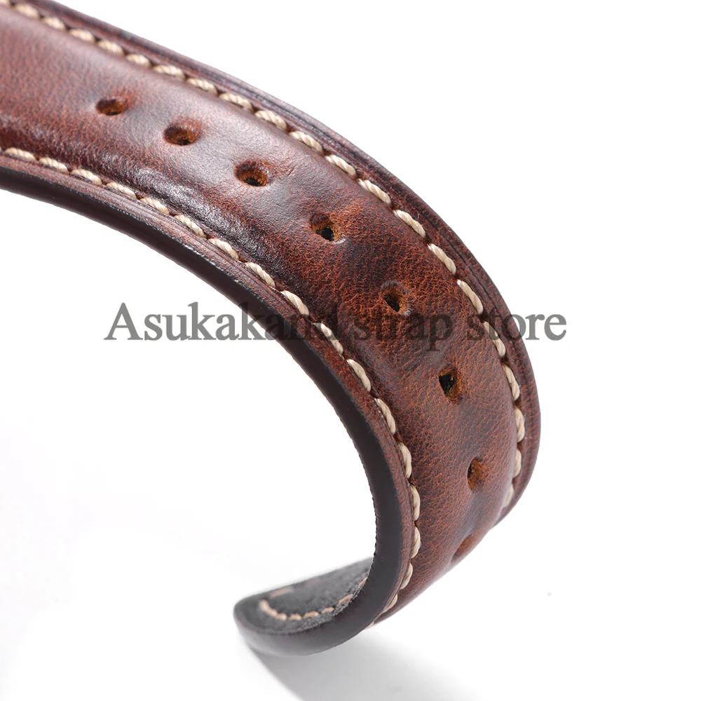 18mm 19mm 20mm 21mm 22mm Universal Vintage Oil Wax Leather Watch Straps Brown Head Layer Watch Band Men Accessories Pin Buckle