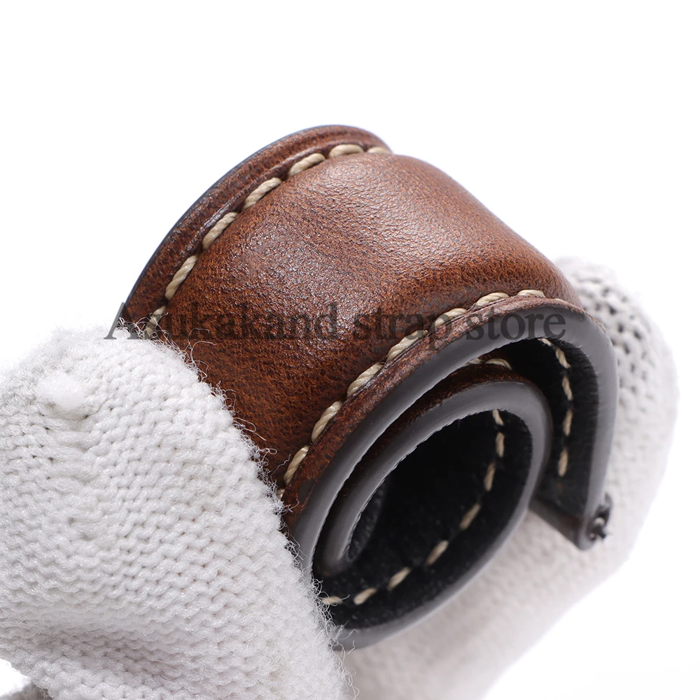 18mm 19mm 20mm 21mm 22mm Universal Vintage Oil Wax Leather Watch Straps Brown Head Layer Watch Band Men Accessories Pin Buckle