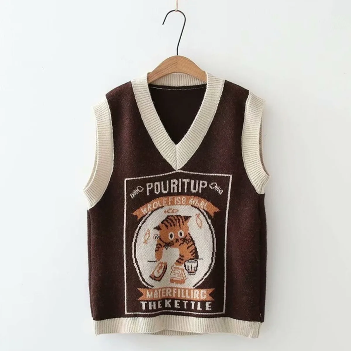 Korean Style Pink Peach Blossom Knitted Vest For Women Fashion Flower Embroidery Sweater Vest O Neck Pullover Knitwear