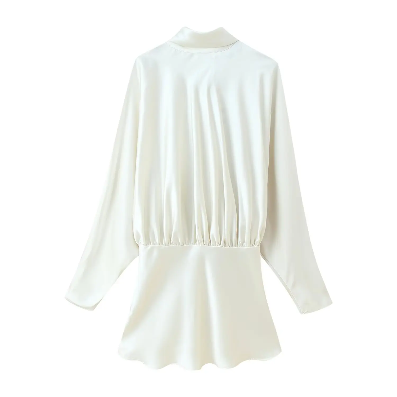KONDALA Elegant Satin Scarf Collar Party Dress Women's High Street Dating Long Sleeve Mini Dress 2025 Fall Fashion Ladies Dress