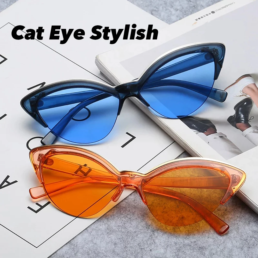 VIVIBEE Women Cat Eye Sunglasses Designer Luxury Brand Red Cateye Glasses for Female Vintage UV400 Gradient Ladies Eyewear