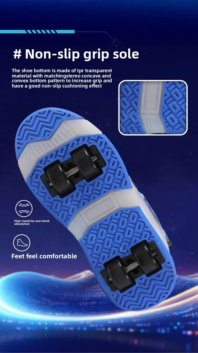 Roller Sneakers Kid Sport Gym Footwear Roller Skates 4 Wheels USB Charge Illuminated Shoes Boys Girls Casual Skateboard Shoes