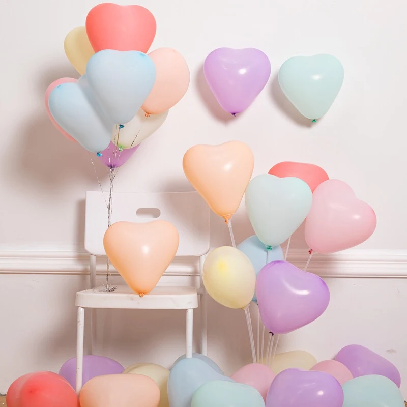 10/20/30/50pcs 12inch Macaron Heart-shaped Latex Balloon Helium Balloons Valentine's Day Wedding Birthday Party Decoration