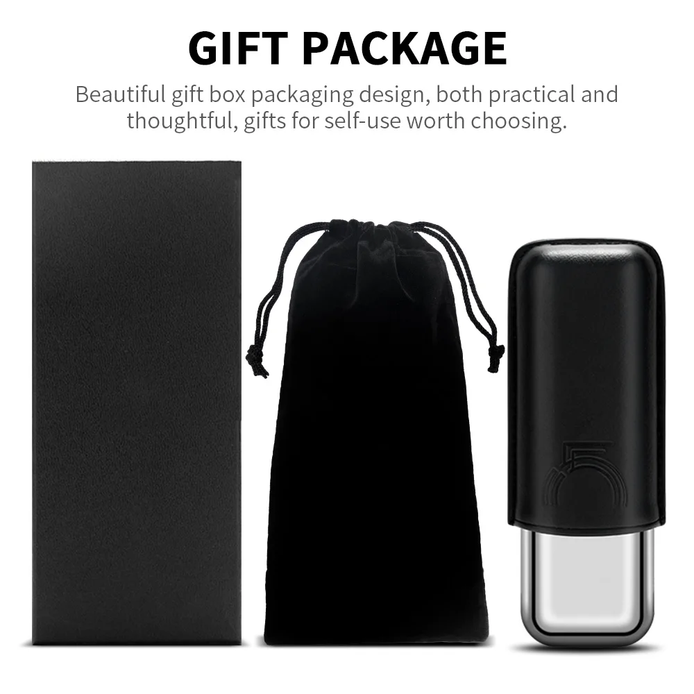 Stainless Steel Cigar Case Humidor Anti-pressure Luxury Cow Leather Cigar Humidor Case Moisturizing Portable Travel Cigar Case