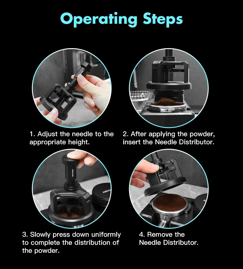 AliKisscafe WDT Tools Rotary 51mm 54mm 58mm Espresso Stirrer Needle Distributor Magnetic Coffee Maker Accessories Barista Tools
