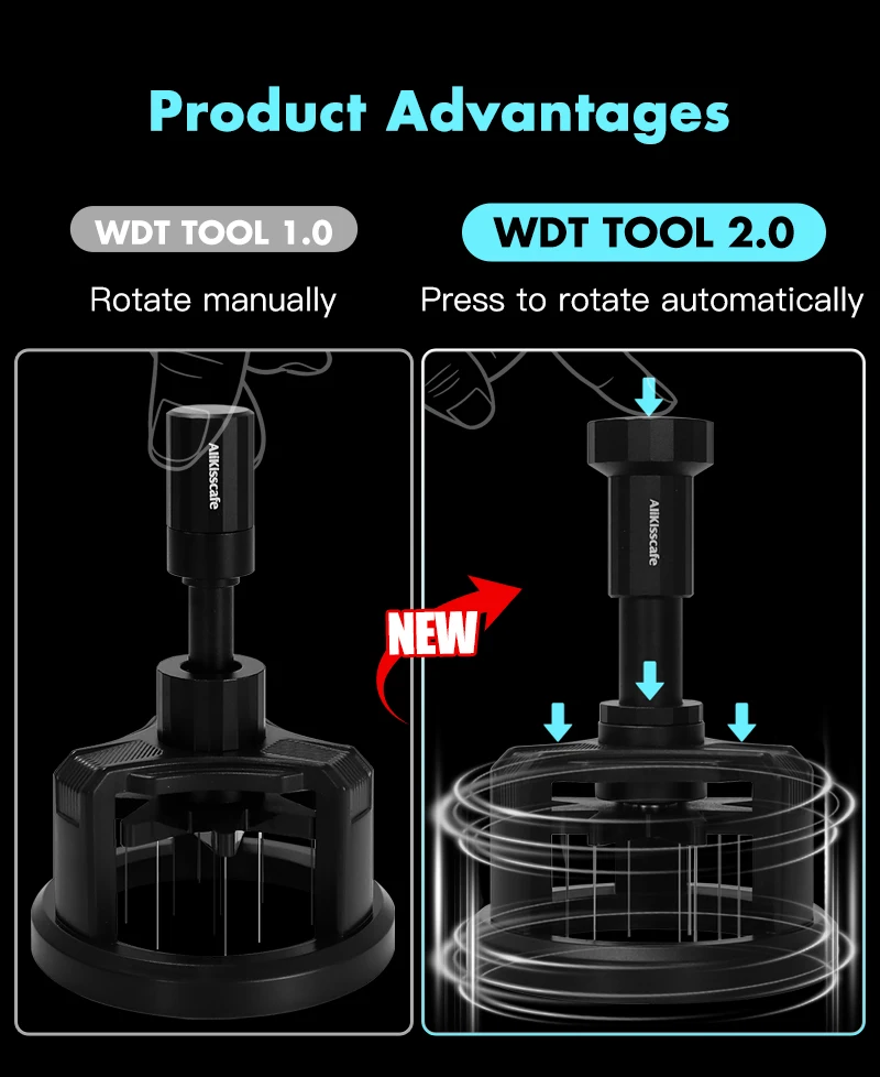 AliKisscafe WDT Tools Rotary 51mm 54mm 58mm Espresso Stirrer Needle Distributor Magnetic Coffee Maker Accessories Barista Tools
