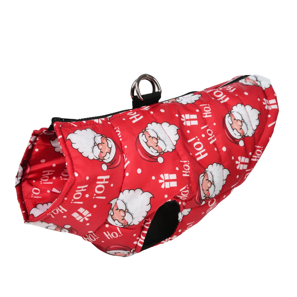 Warm Dog Clothes Autumn Winter Pet Jaket for Small Medium Dogs Cats Cute Santa Claus Print Puppy Outfits Pug Christmas Costume