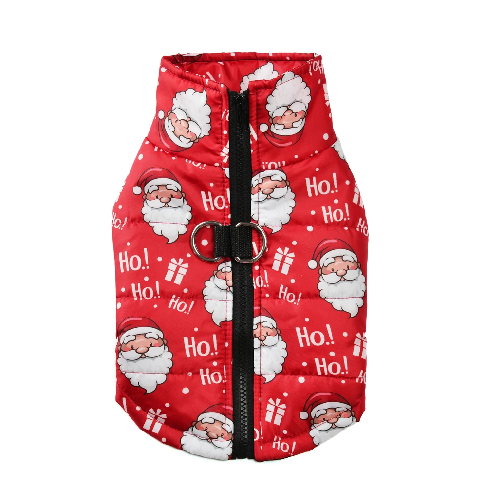Warm Dog Clothes Autumn Winter Pet Jaket for Small Medium Dogs Cats Cute Santa Claus Print Puppy Outfits Pug Christmas Costume