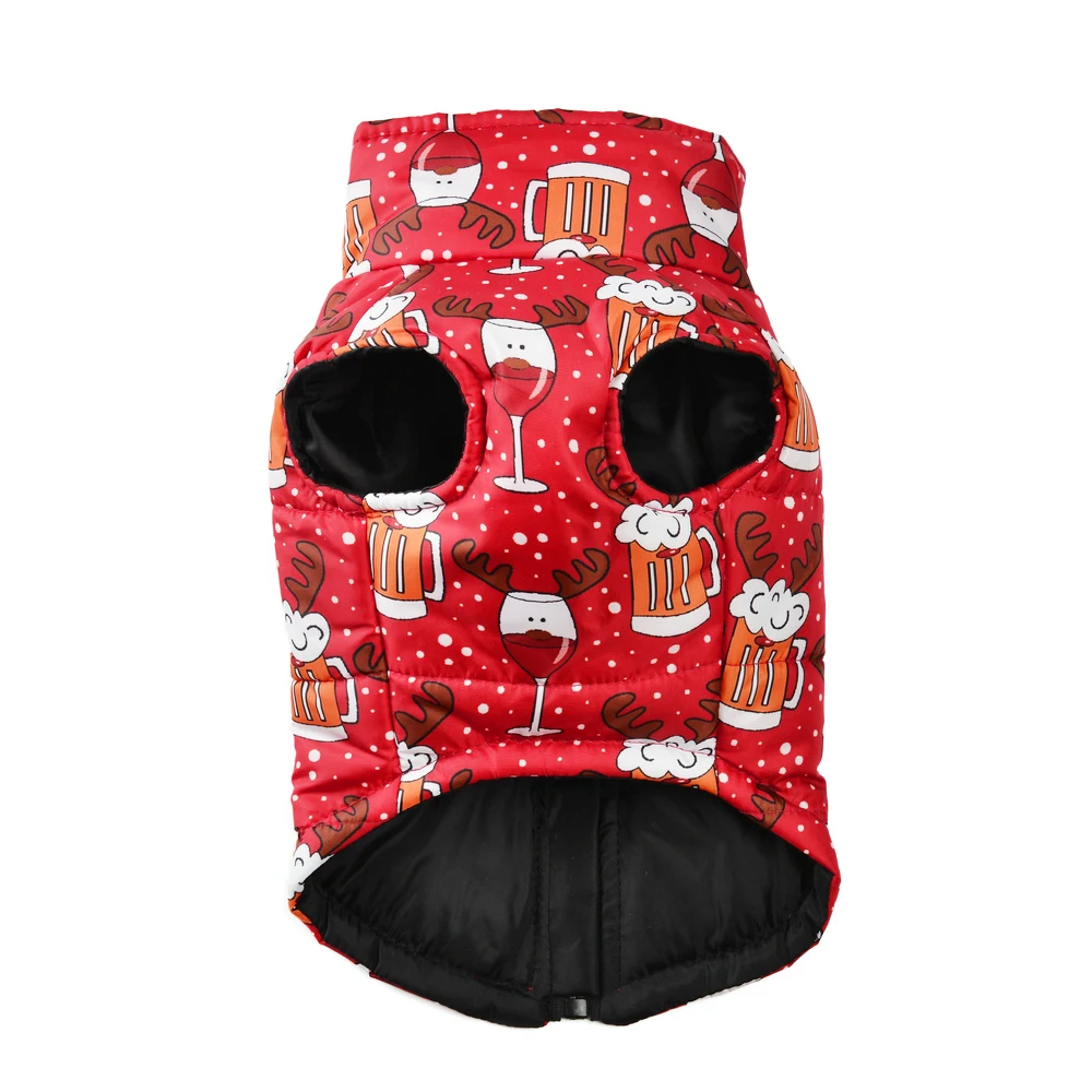 Warm Dog Clothes Autumn Winter Pet Jaket for Small Medium Dogs Cats Cute Santa Claus Print Puppy Outfits Pug Christmas Costume